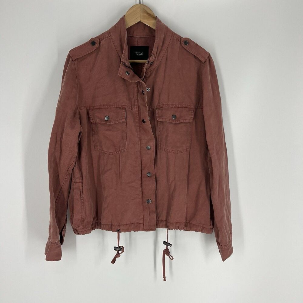 Rails Jacket Size Medium Womens Brick Red Collins Utility Military Twill Linen